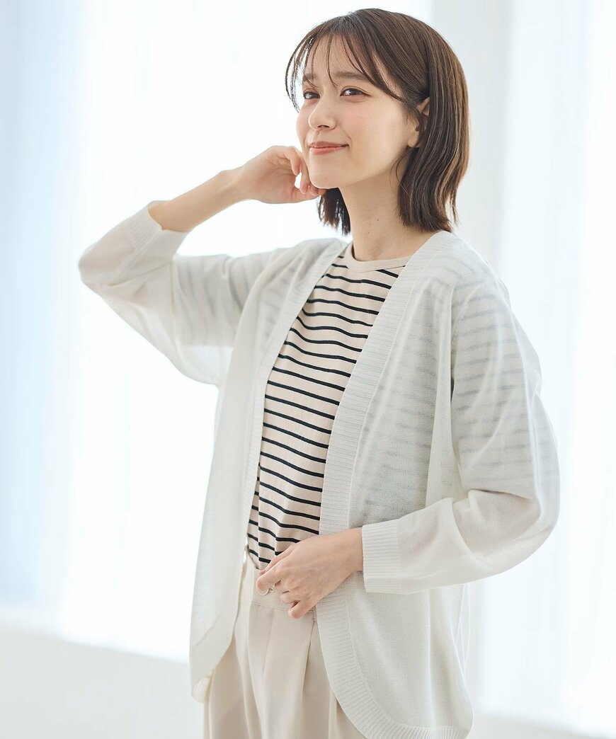 出所：ハニーズ公式　８分袖ラウンドカーデ