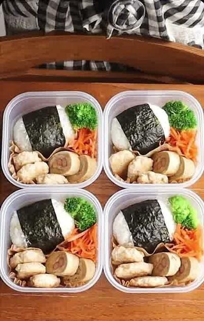 完成した「大きなおにぎり弁当」