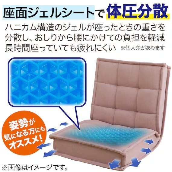 座面にジェルシートを採用し体圧を分散