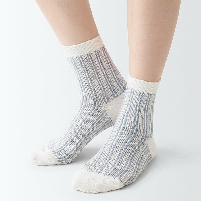 無印良品公式　足なり直角　履き口やわらか　ジャカード柄ショート丈靴下（婦人）