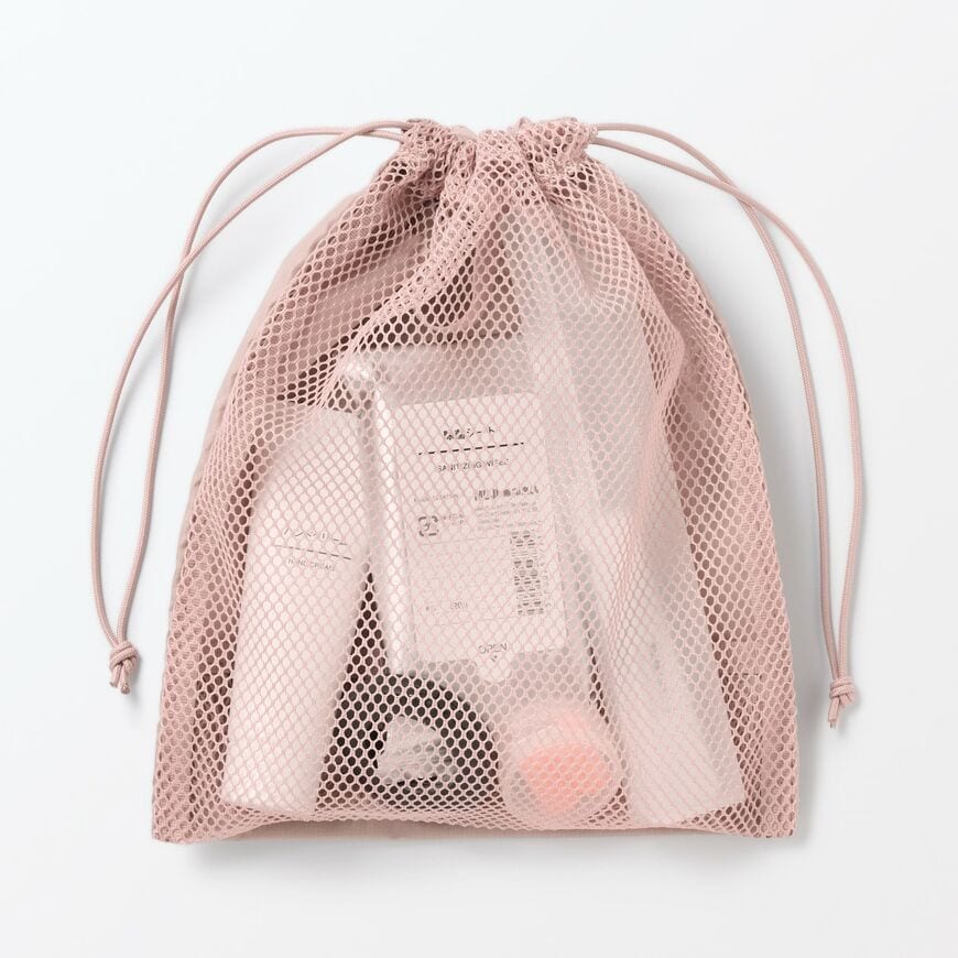 出所：無印良品ネットストア ポリエステルメッシュ巾着　ダブルタイプ