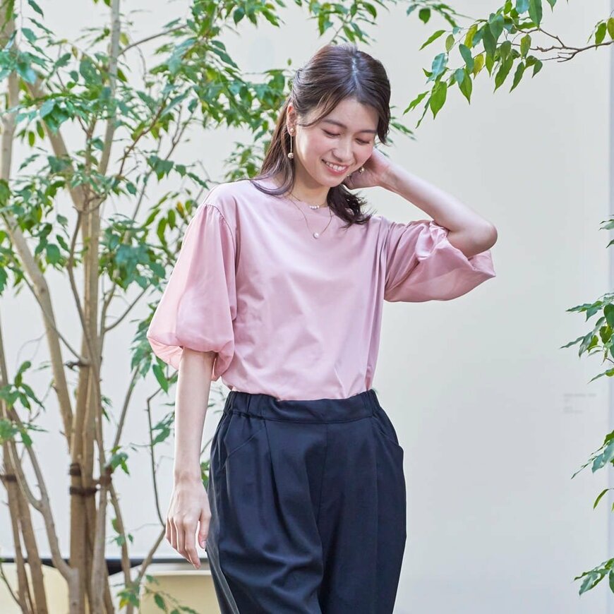 ワークマン公式　レディースドライサイドポケットバルーンスリーブTシャツ