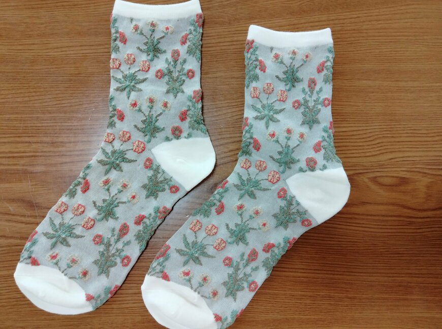 筆者撮影（セリア、婦人ショートクルー丈 デイジー柄 WM）