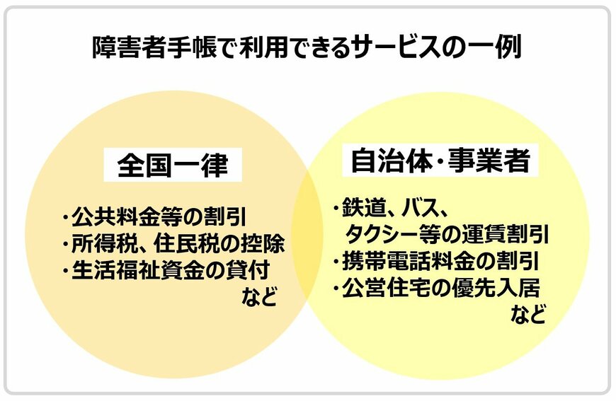 障害者手帳で利用できるサービスの一例