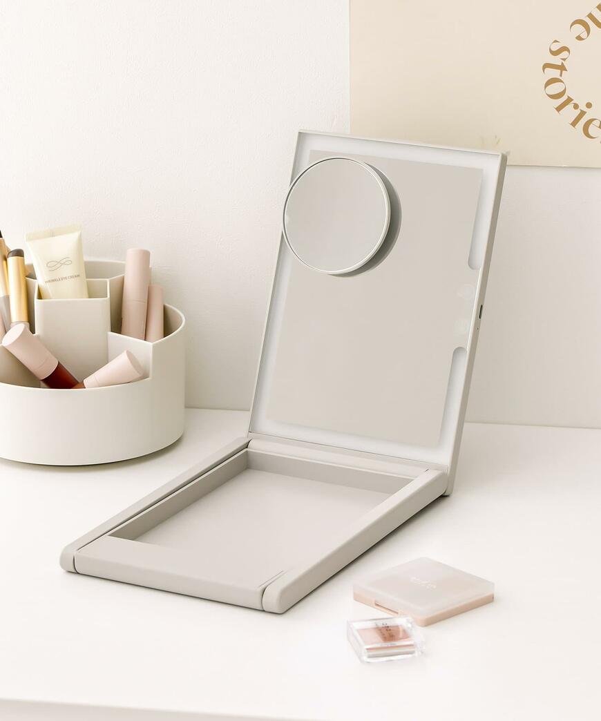 3COINS 立ち上がるLEDミラー/and us 画像