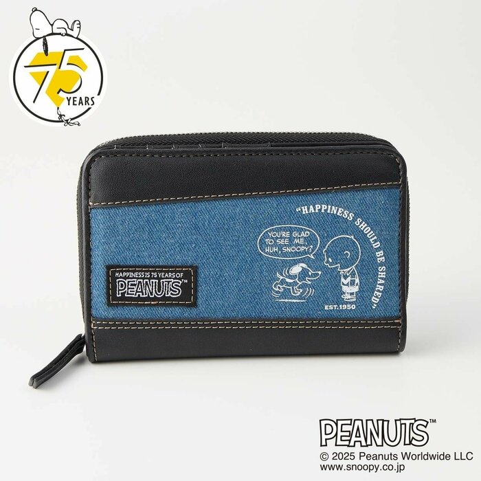 「ピーナッツ(PEANUTS)75周年アートデニムラウンドファスナー折財布」