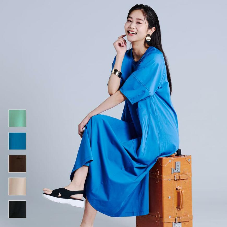 出所：ワークマン公式オンラインストア レディースドライサイドポケットランタンスリーブワンピース