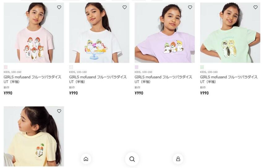 ユニクロ、GIRLS mofusand フルーツパラダイス UT（半袖）　画像