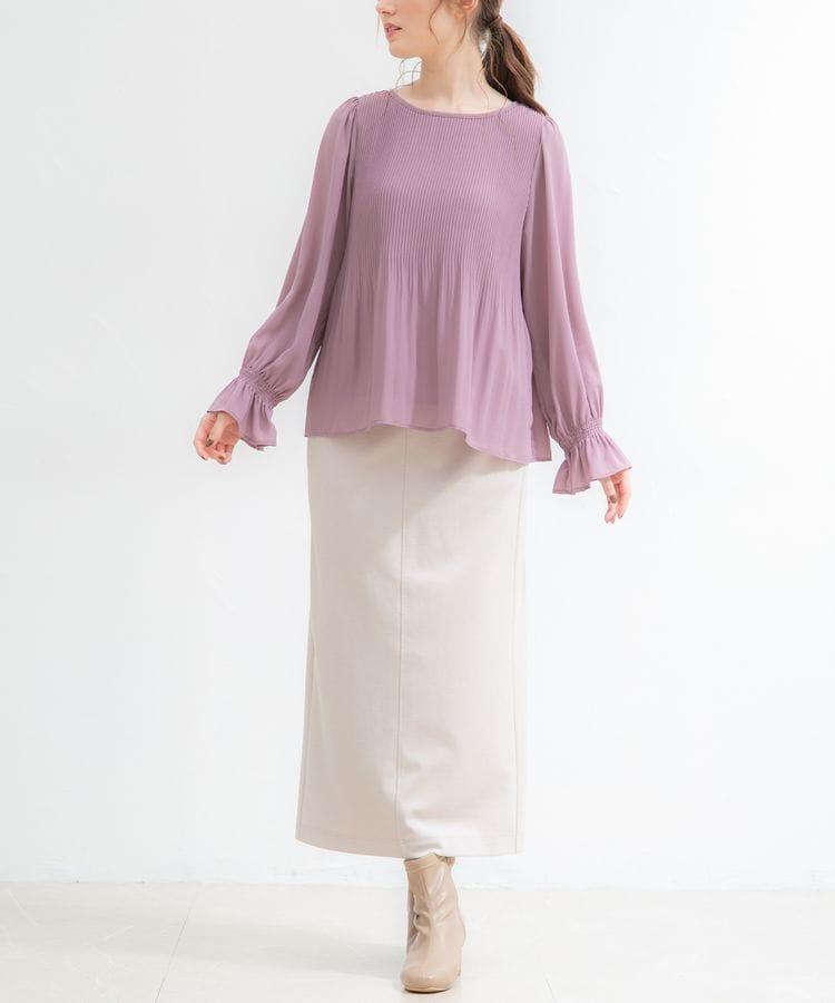 ハニーズ、プリーツ使いブラウス、ピンクパープル商品画像