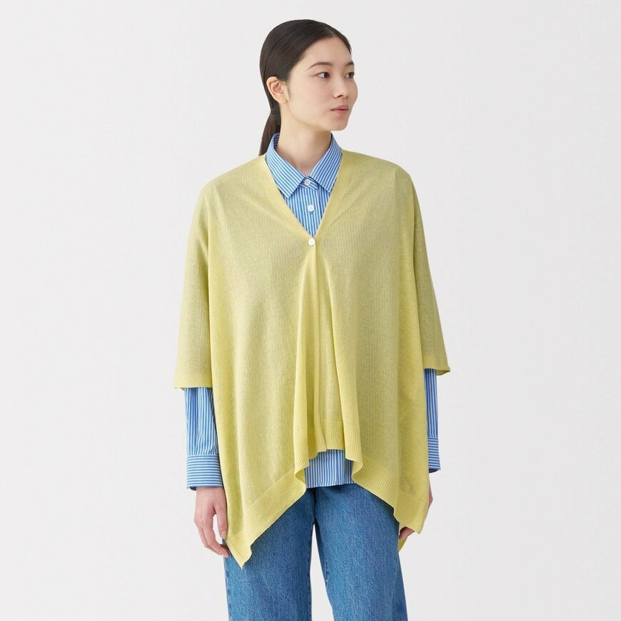 無印良品公式　UVカット　強撚コットン　ボレロ　ボタン付き