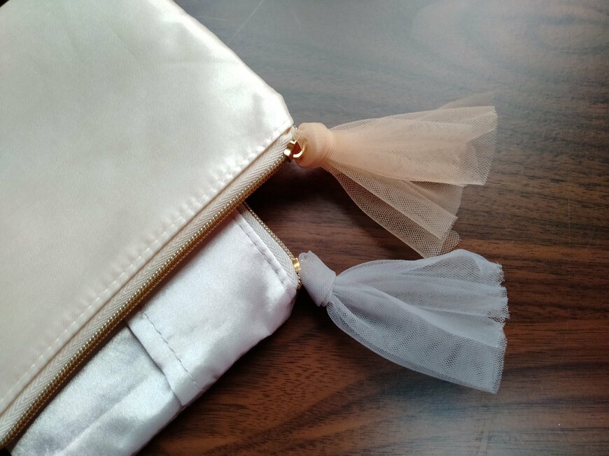 筆者撮影（セリア、サテン ポケティポーチ チュール付）