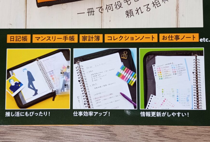 筆者撮影（宝島社、『「図案スケッチブック」A5バインダーポーチつき バインダーのある毎日』）