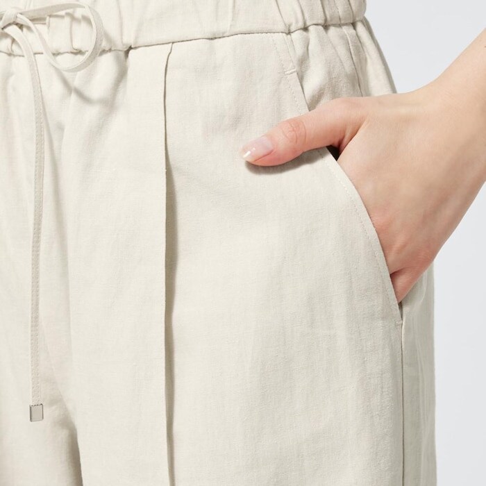 出所：GU公式ファッション通販サイト リネンブレンドプルオンパンツ(丈標準70.0～74.0cm)(セットアップ可能)