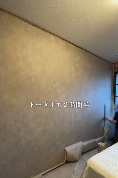 変身後の寝室の壁