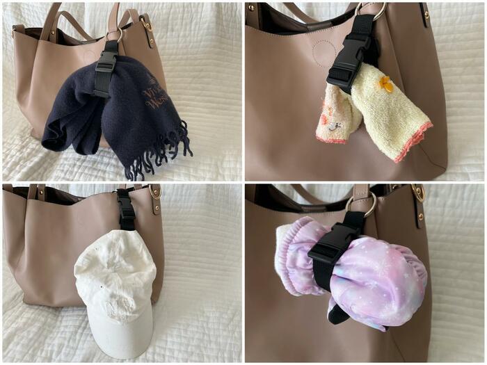 アウター以外にも、さまざまなものを吊るせるのがこの商品の魅力