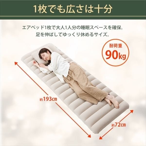 ベッドの寸法は幅約72×長さ約193cmあります