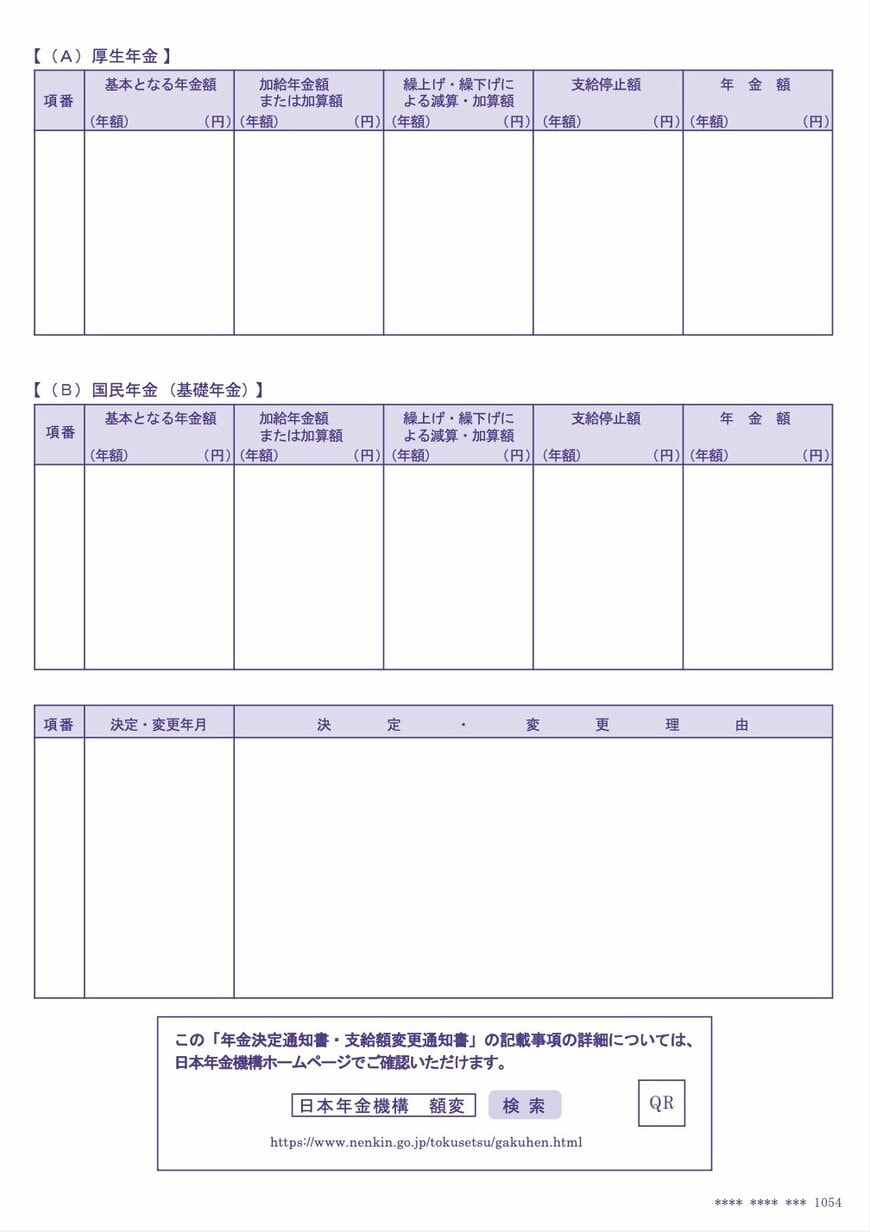 年金決定通知書・支給額変更通知書　裏