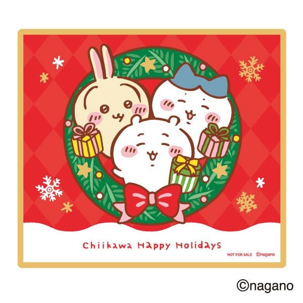 ちいかわたちがリースと一緒になったデザインの「オリジナルクリア色紙」が特典