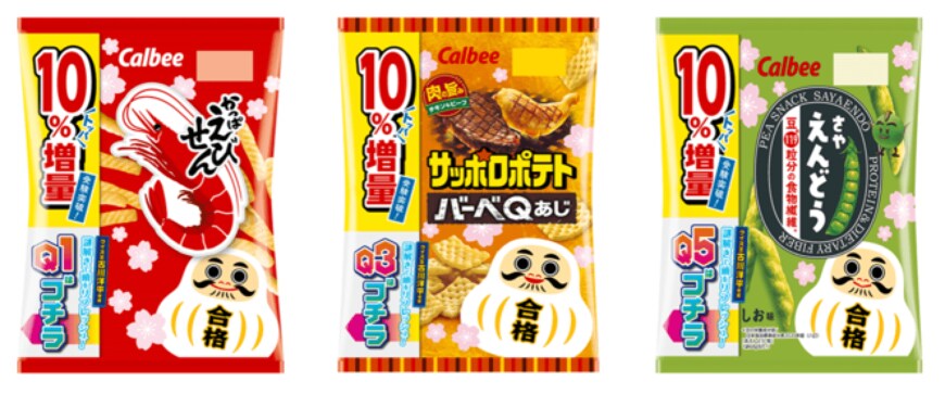 出所：カルビー株式会社「カルビーが受験生を応援！ロングセラー3品を10％（突破・トッパ）増量！2022年12月12日（月）から全国発売」