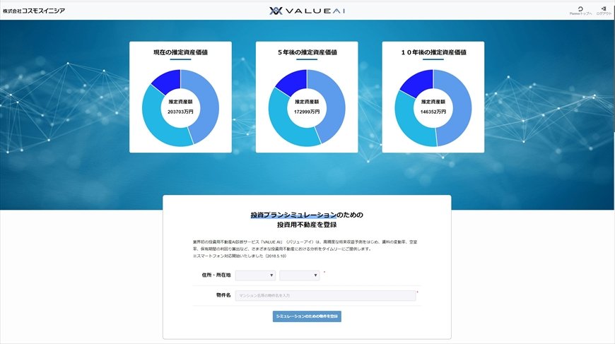 同サービスのトップ画面（画像提供：コスモスイニシア、以下同）