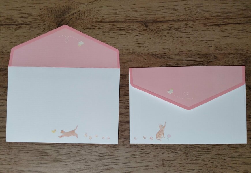 筆者撮影（ダイソー、ミニレターセット（ネコ））