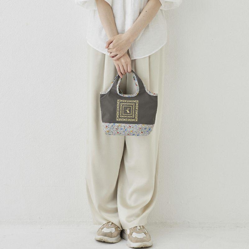 紀ノ国屋　リバティプリント　ミニバッグ　グレー　Katie