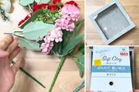【100均DIY】ダイソーの〈正方形型BOX・紙粘土・造花〉で...→高見えで可愛い〈プリザーブドフラワーBOX〉が作れる！