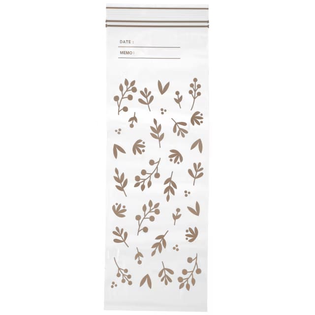 フリーザーバッグ ダブルジッパー マチ無し ロングサイズ 24枚入 リーフ（TW-384）