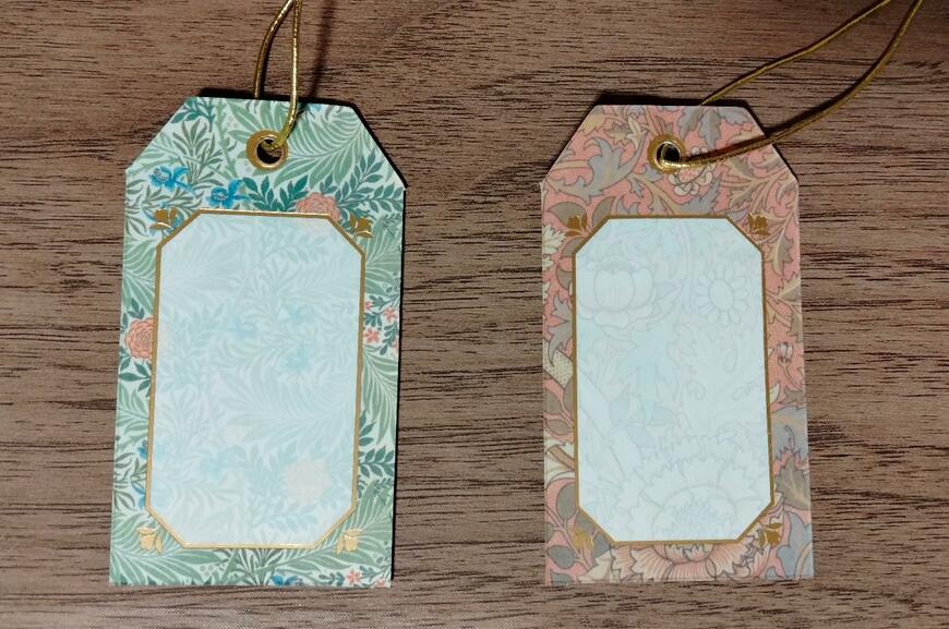 筆者撮影（セリア、ラッピング用 ペーパータグ 10P ウィリアム・モリス）