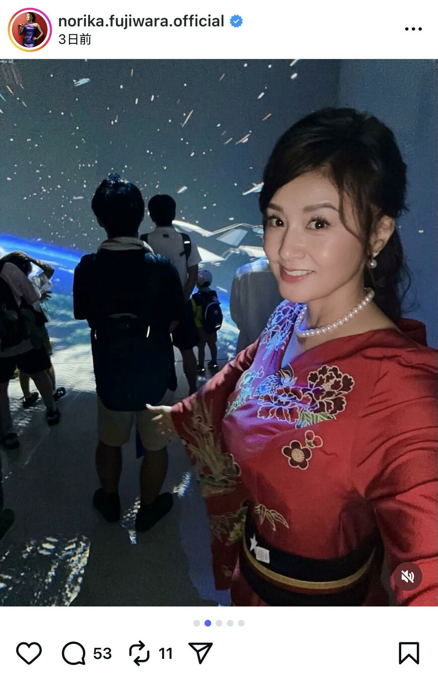 出所：藤原紀香のInstagram（＠norika.fujiwara.official）参照日：2025年10月9日