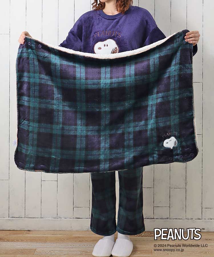 ブルーブルーエ公式 スヌーピーチェック4WAYケープボレロの画像