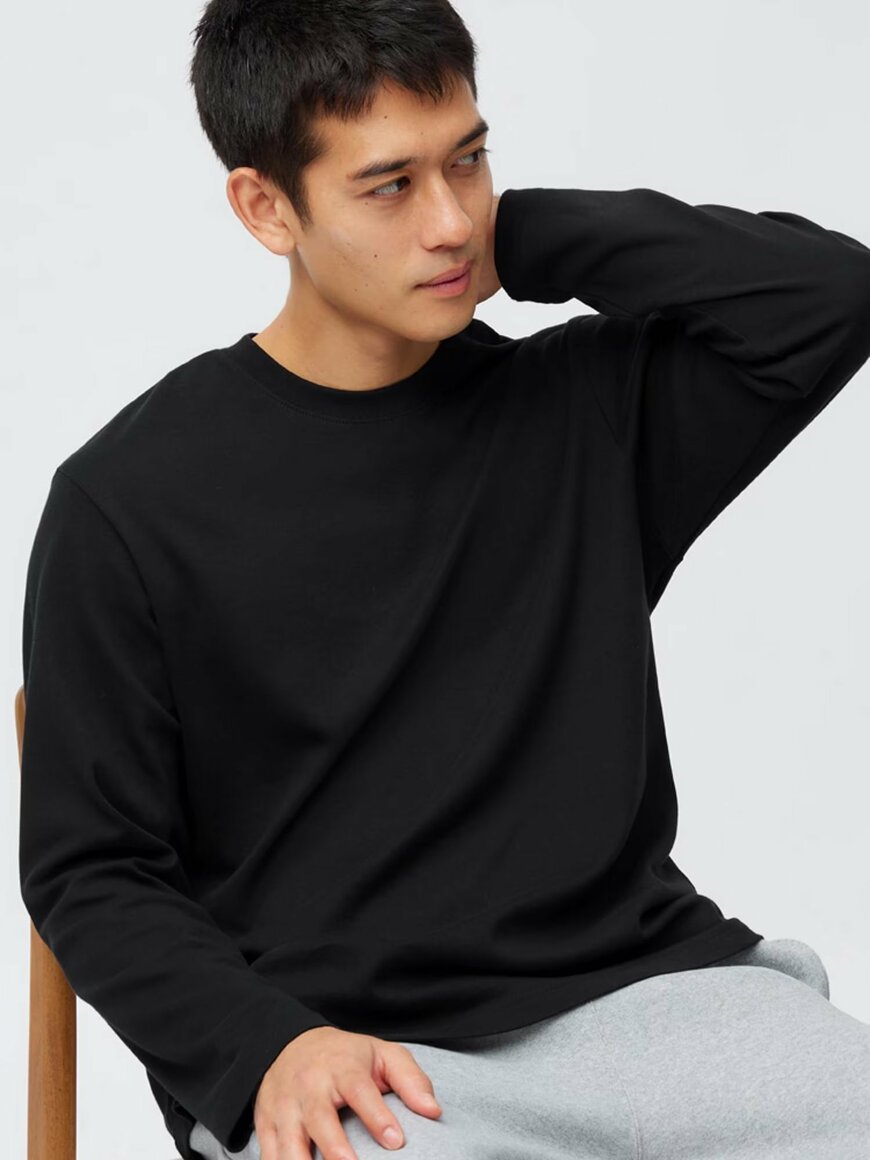 コットンスムースに裏起毛が施された、クルーネックTシャツ