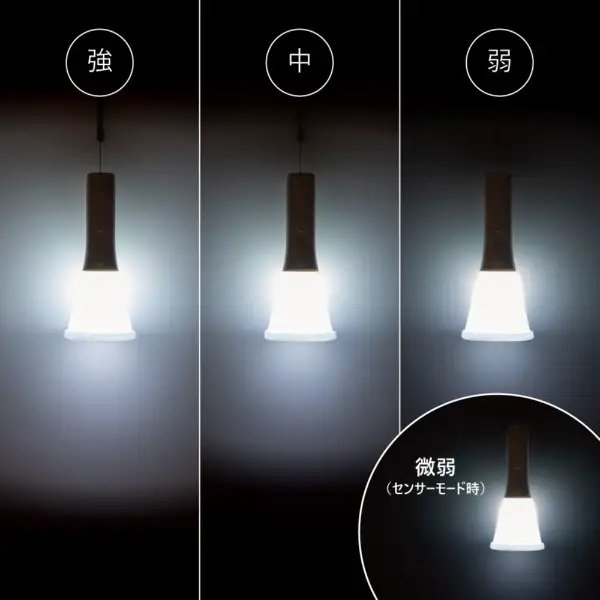 「強・中・弱」の3段階調光と電球色と昼光色の2段階調色