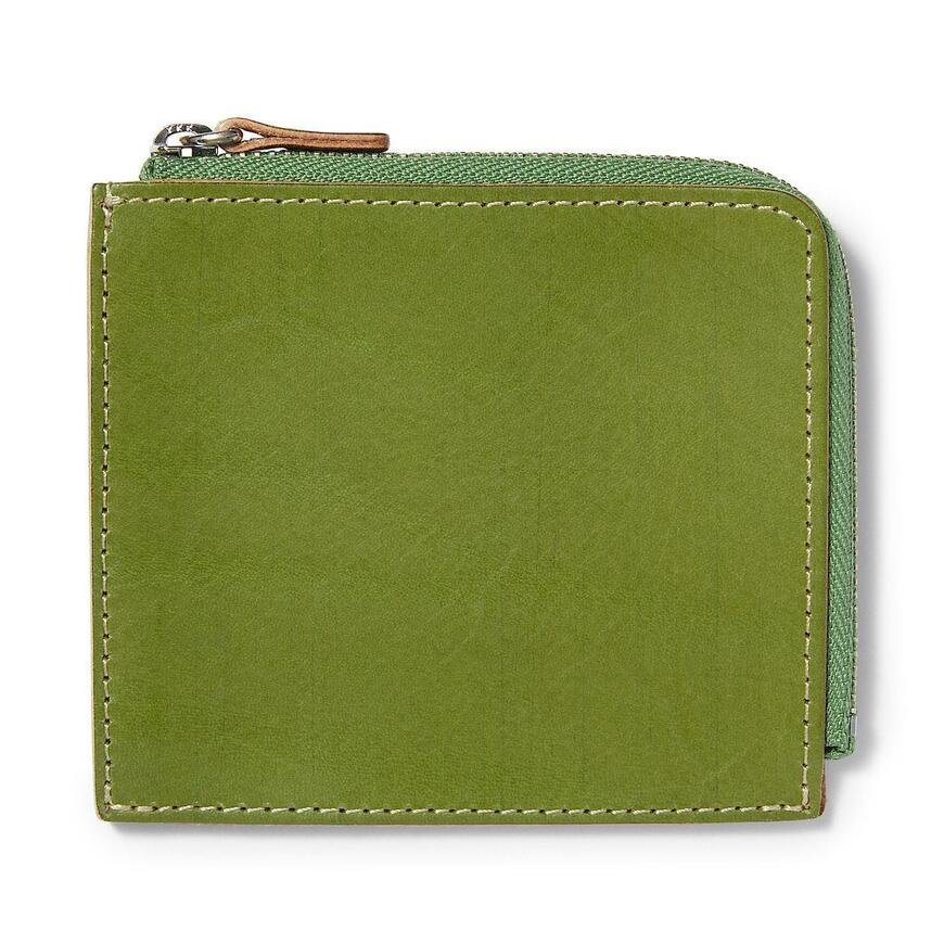 無印良品、手塗りヌメ革 L字財布、グリーン、商品画像