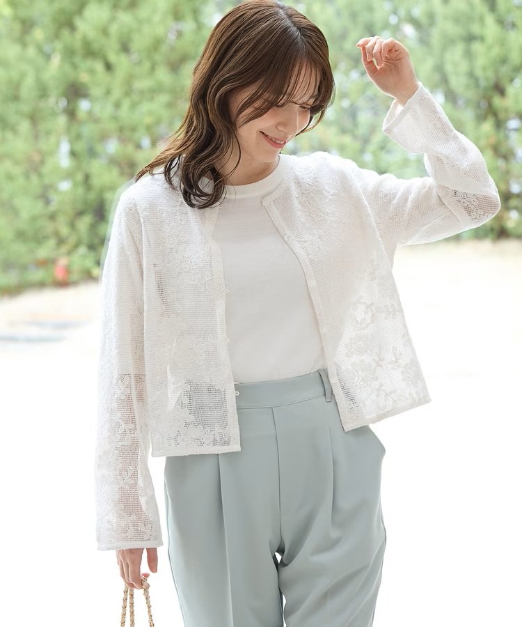 ハニーズ公式通販　刺繍メッシュカーディガンの画像