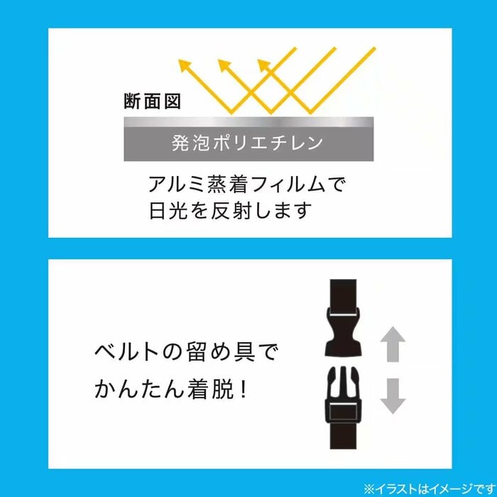 本体表面に光を反射するアルミ蒸着フィルムを使用しています