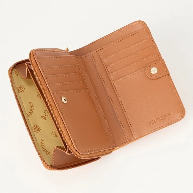 スヌーピーナチュラル合皮ラウンドファスナー折財布 