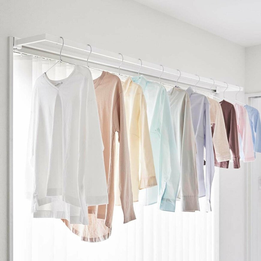 山崎実業株式会社 鴨居伸縮室内物干しハンガー タワー 奥行ワイド