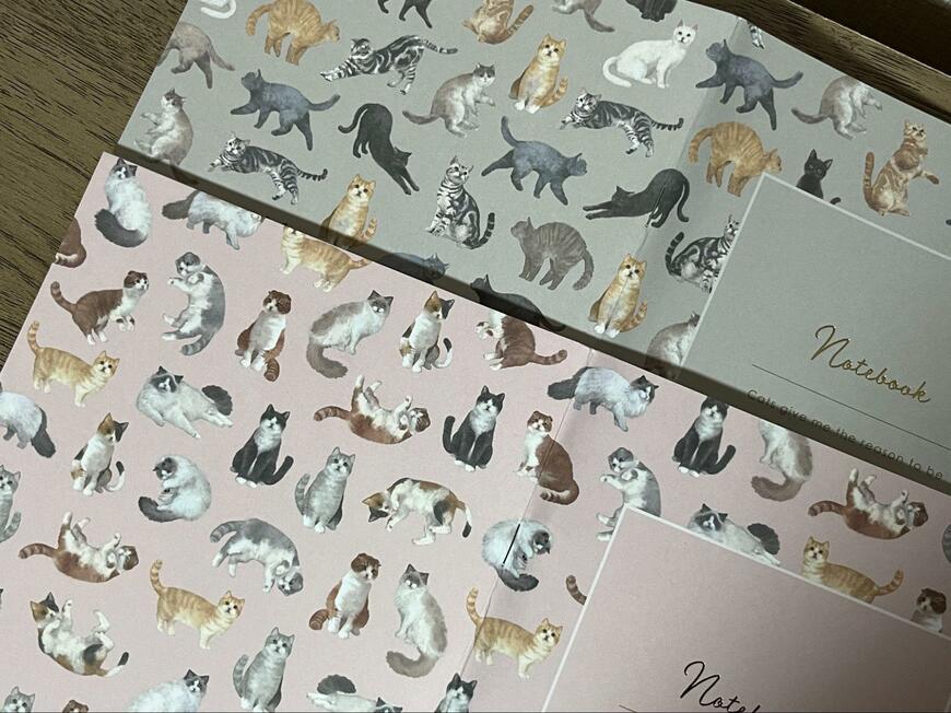 セリア、A5 中綴じノート A罫 ねこ柄 48ページ商品画像