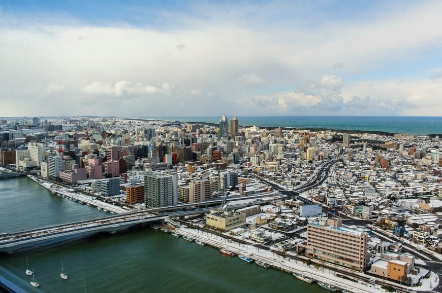 新潟市街と信濃川