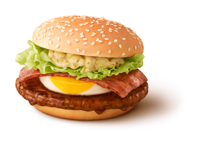 出所：マクドナルド「春が来た！2024年のてりたまファミリー第１弾！定番の「てりたまバーガー(R)」「チーズてりたま」「てりたまマフィン」に加えて、新商品「のり塩じゃがバターベーコンてりたま」が登場！」