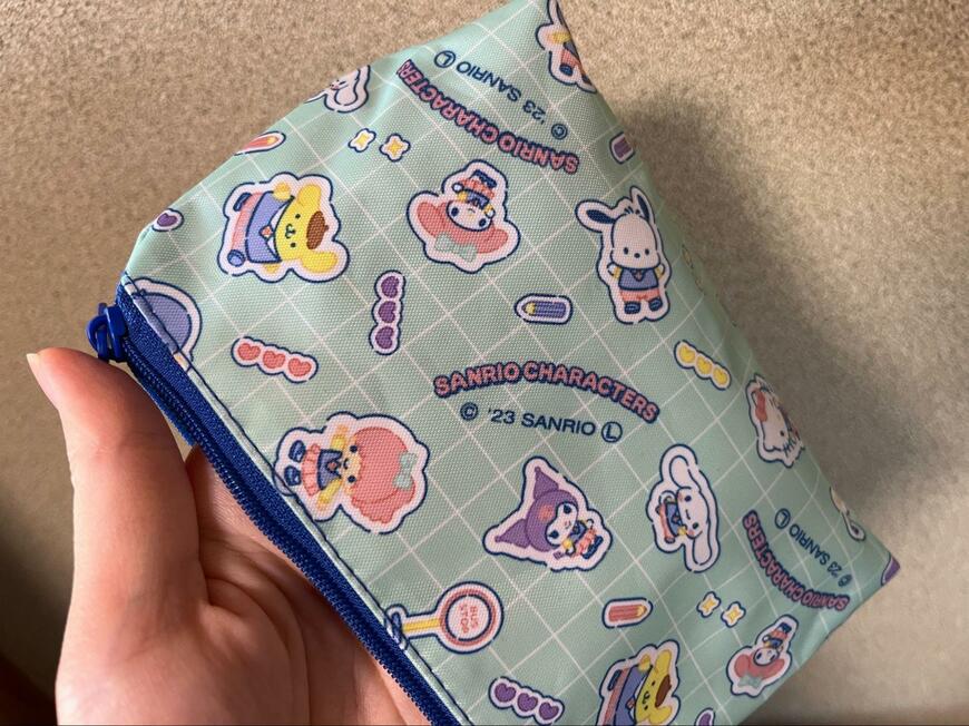 ダイソー、舟形ポーチ サンリオキャラクターミックス ミントの画像