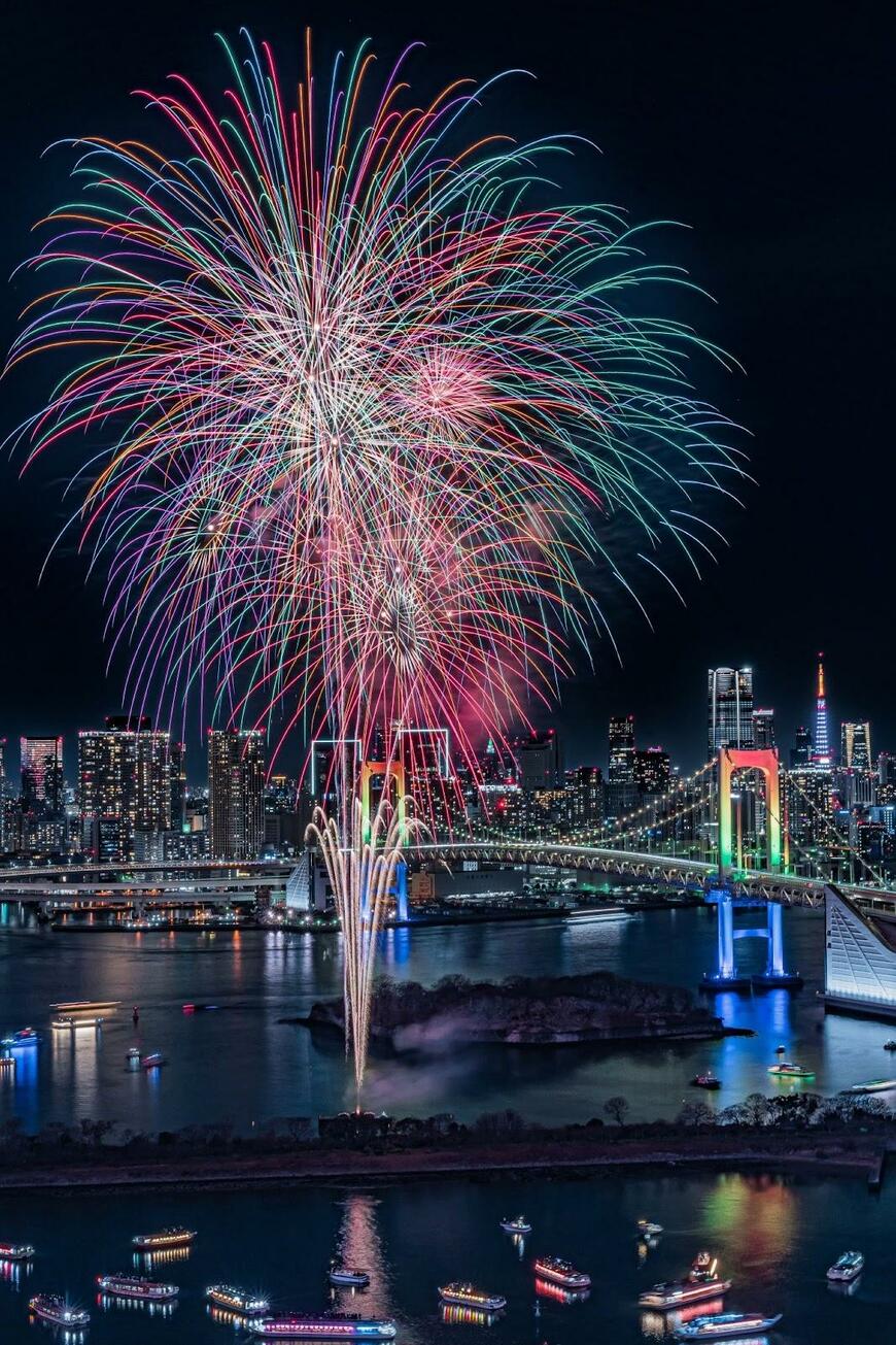 お台場で撮影された花火