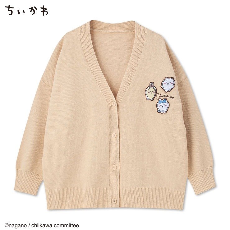 しまむら公式 レディース ニットカーディガン(ちいかわ)大きいサイズベージュ画像