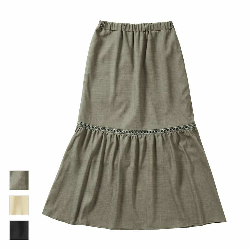 ワークマン公式　レディースリネンライクソロナ(R)ハシゴレーススカート