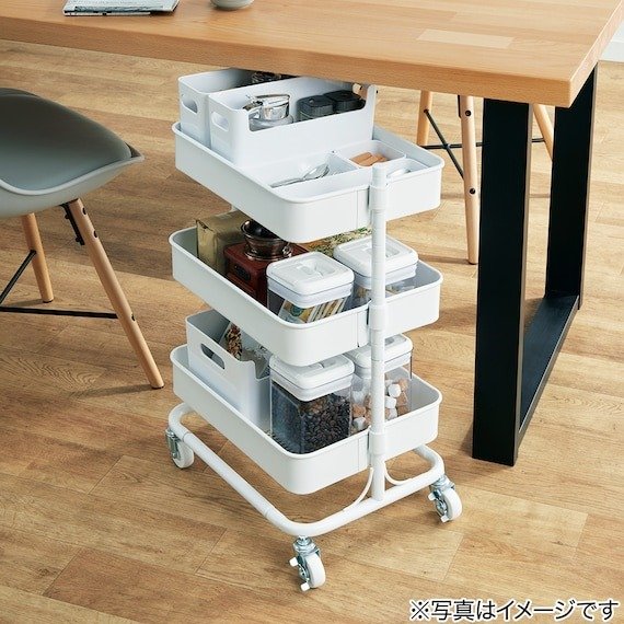 組み立てもラクラク簡単です〈高さ調節ができるスチールワゴン トロリ コンパクト〉