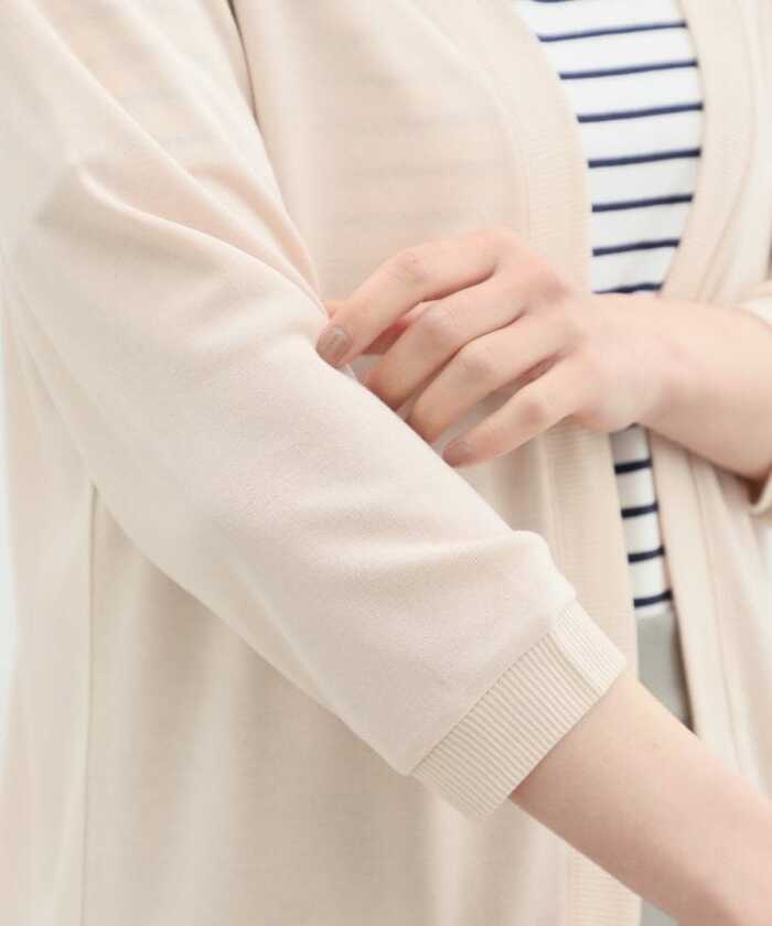 8分袖ラウンドカーデ ベージュ