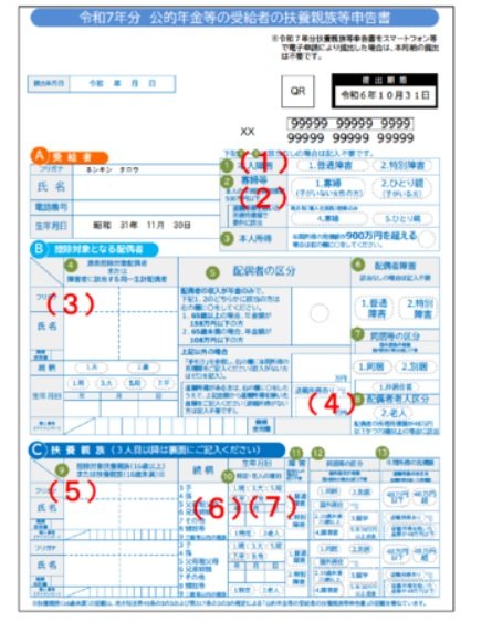 出所：日本年金機構「令和7年分　公的年金等の受給者の扶養親族等申告書」