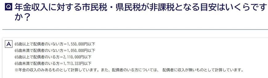 【画像】年金収入の場合：住民税非課税世帯の件とは？【横浜市の例】