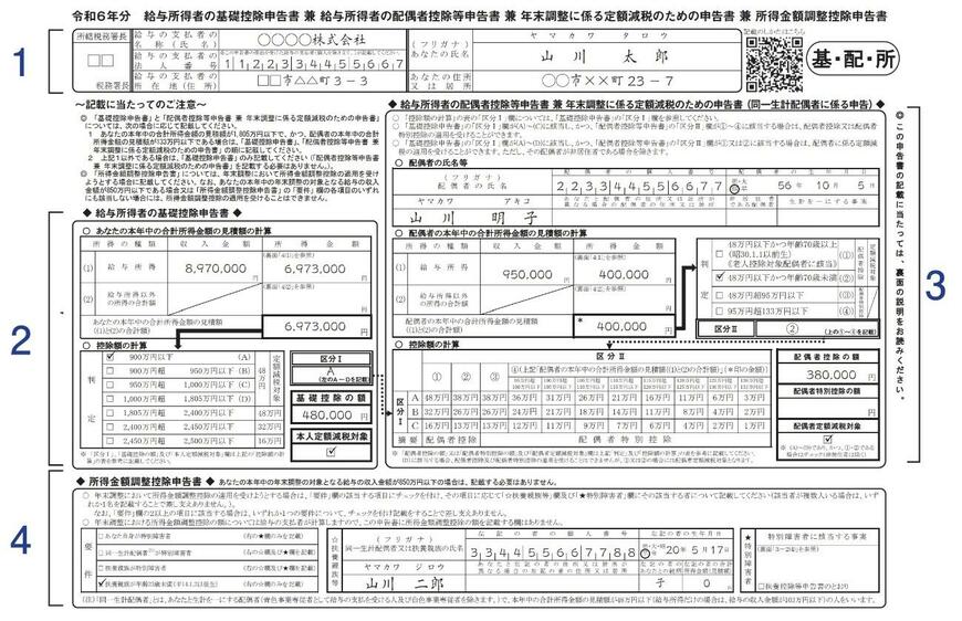 出所：国税庁「各種申告書・記載例（扶養控除等申告書など）」